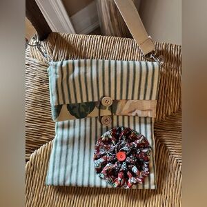Handmade crossbody Handbag bag Colorful floral stripe design Boho Vibe